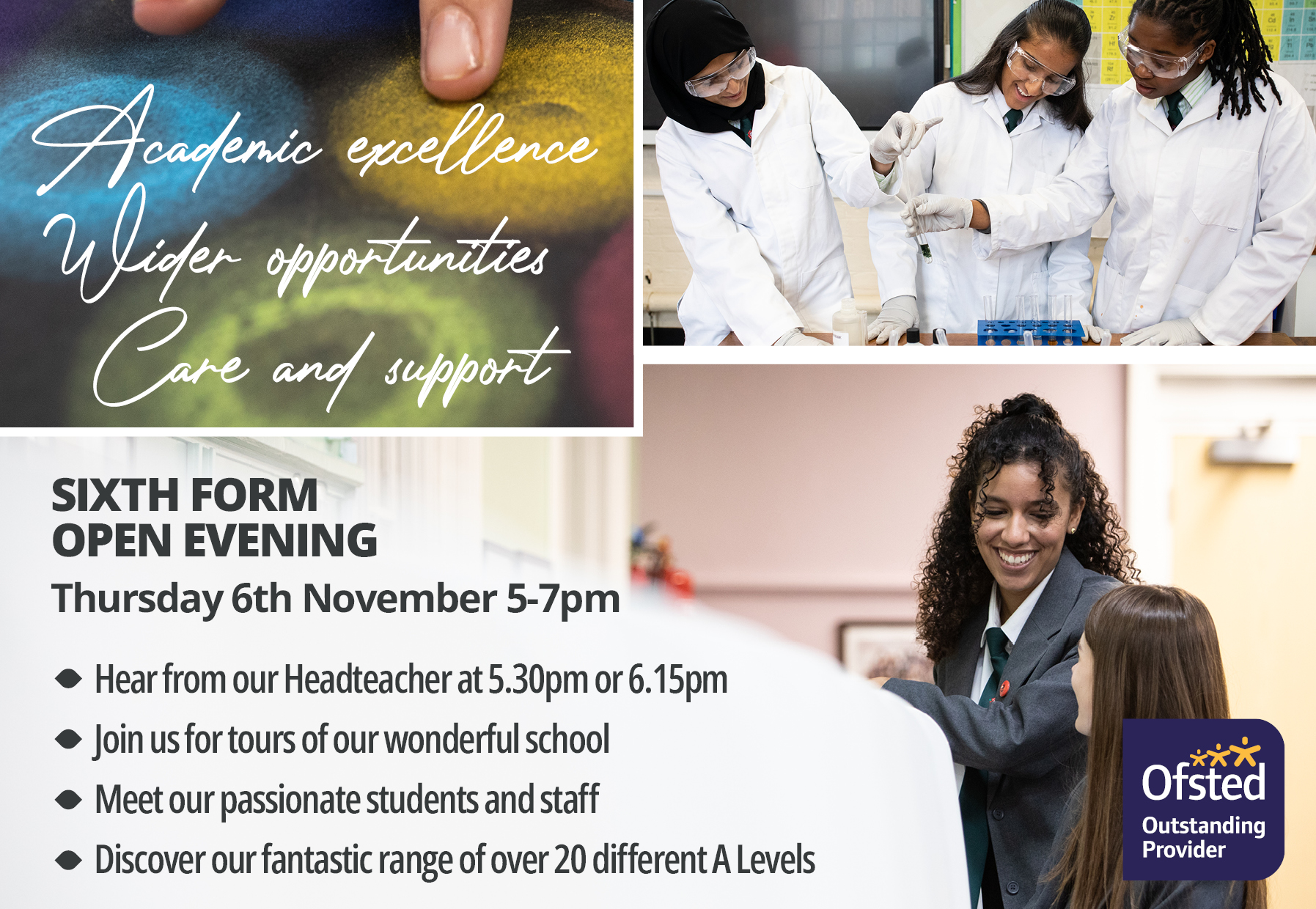 Sixth Form open evening Thursday 6 November